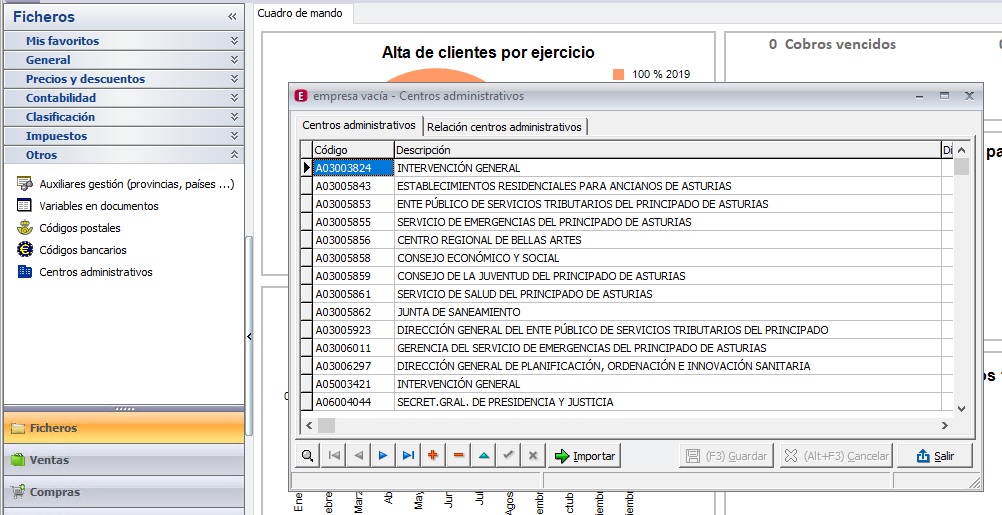 a3erp importar centros administrativos