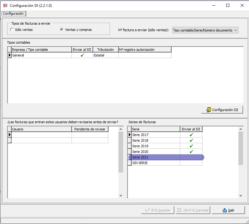 seleccionar serie defecto a3erp