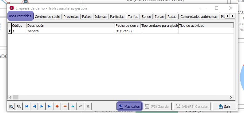 seleccionar serie defecto a3erp tipos contables
