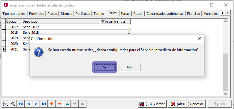 nueva serie a3erp SII