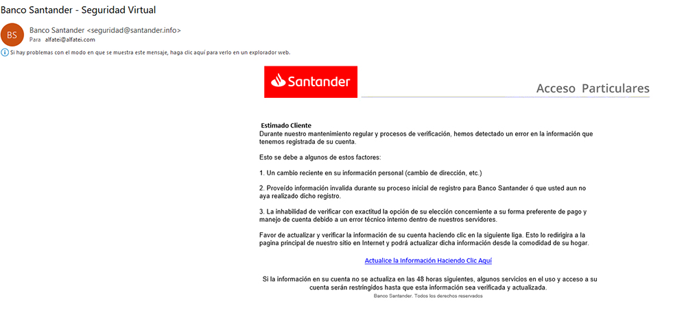 phishing entidad bancaria