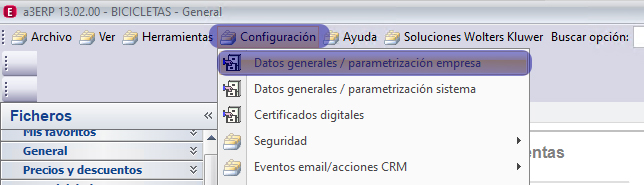 a3erp serie enviar SII